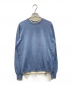 Crucianiクルチアーニ）の古着「27ゲージコットン クルーネックレイヤードニット」｜ブルー