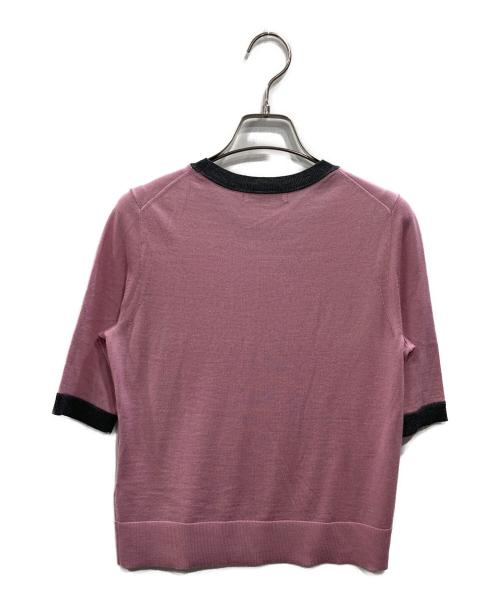 ANAYI（アナイ）ANAYI (アナイ) 配色ウールクルーネック プルオーバー パープル サイズ:38の古着・服飾アイテム