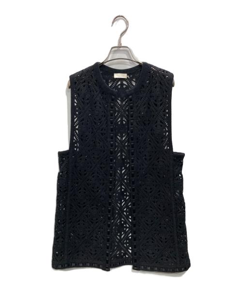 BALLSEY（ボールジィ）BALLSEY (ボールジィ) サークルモチーフエンブロイダリー クルーネックジレ ブラック サイズ:Sの古着・服飾アイテム