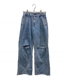 X-GIRL（エックスガール）の古着「KNEE SLIT W LEG DENIM PT」｜ブルー