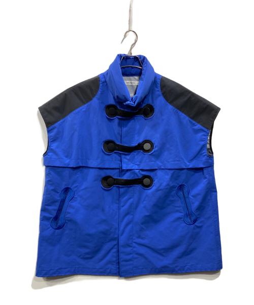 MEGMIURA（メグミウラ）MEGMIURA (メグミウラ) THREE LAYER VEST PONCHO ブルー サイズ:38の古着・服飾アイテム