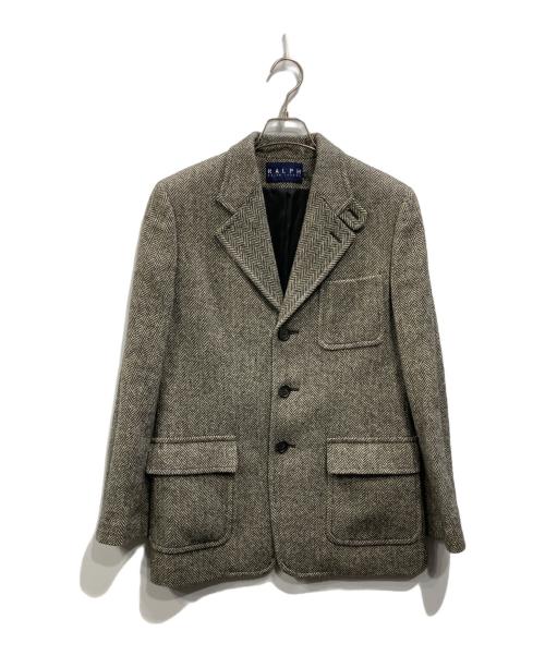 RALPH LAUREN（ラルフローレン）RALPH LAUREN (ラルフローレン) ウールヘリンボーンテーラードジャケット ブラック サイズ:13の古着・服飾アイテム