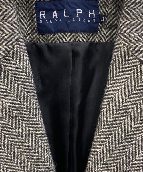 RALPH LAUREN（ラルフローレン）RALPH LAUREN (ラルフローレン) ウールヘリンボーンテーラードジャケット ブラック サイズ:13の古着・服飾アイテム