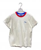 stussyステューシー）の古着「Front Logo Ringer Tee」｜ホワイト