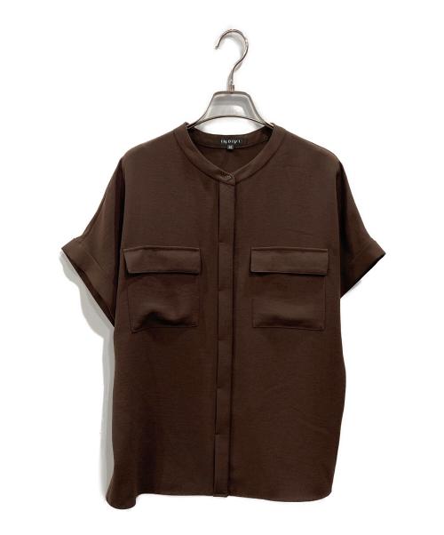 INDIVI（インディヴィ）INDIVI (インディヴィ) 胸ポケット付Tブラウス ブラウン サイズ:38の古着・服飾アイテム