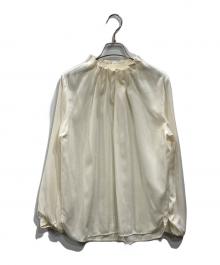 SHIPS（シップス）の古着「ネックギャザーソリッド起毛 サテンブラウス」｜アイボリー