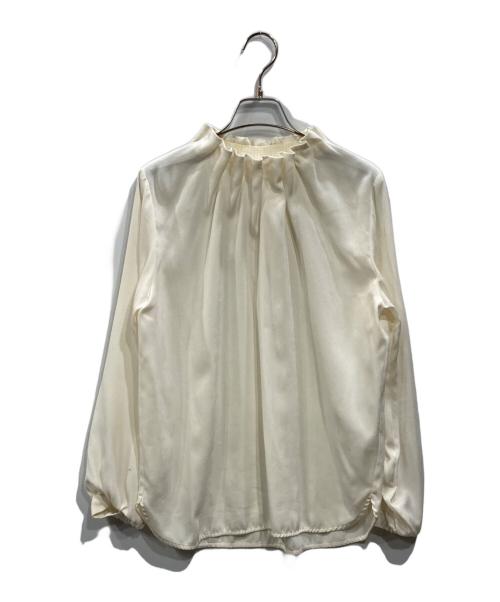 SHIPS（シップス）SHIPS (シップス) ネックギャザーソリッド起毛 サテンブラウス アイボリー サイズ:Fの古着・服飾アイテム