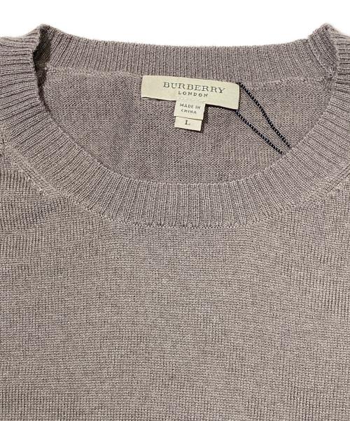 BURBERRY LONDON（バーバリーロンドン）BURBERRY LONDON (バーバリーロンドン) メガチェックトリム ウールカシミヤ ショートスリーブニット ブラウン サイズ:Lの古着・服飾アイテム