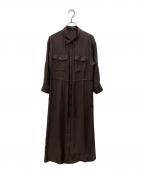 UNTITLEDアンタイトル）の古着「洗えるドロストシャツワンピース」｜ブラウン