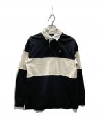 POLO RALPH LAURENポロ・ラルフローレン）の古着「カラーブロックコットンジャージラグビーシャツ」｜ブラック