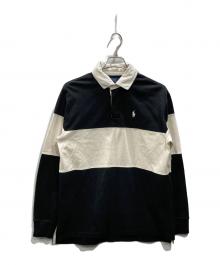 POLO RALPH LAUREN（ポロ・ラルフローレン）の古着「カラーブロックコットンジャージラグビーシャツ」｜ブラック