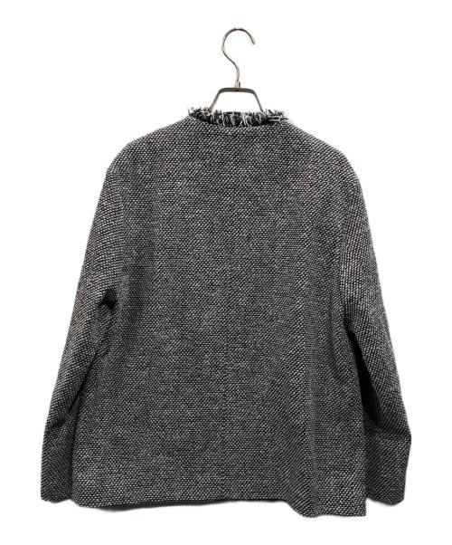 UNITED ARROWS TOKYO（ユナイテッドアローズトウキョウ）UNITED ARROWS TOKYO (ユナイテッドアローズトウキョウ) 2トーン ツイードライク ノーカラー ジャケット ホワイト×ブラック サイズ:Mの古着・服飾アイテム