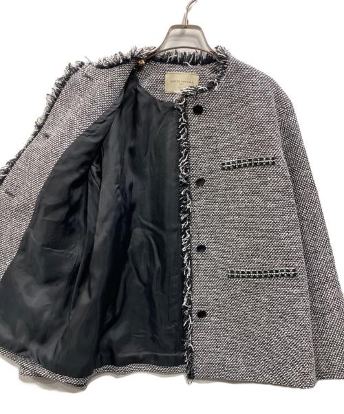 UNITED ARROWS TOKYO（ユナイテッドアローズトウキョウ）UNITED ARROWS TOKYO (ユナイテッドアローズトウキョウ) 2トーン ツイードライク ノーカラー ジャケット ホワイト×ブラック サイズ:Mの古着・服飾アイテム