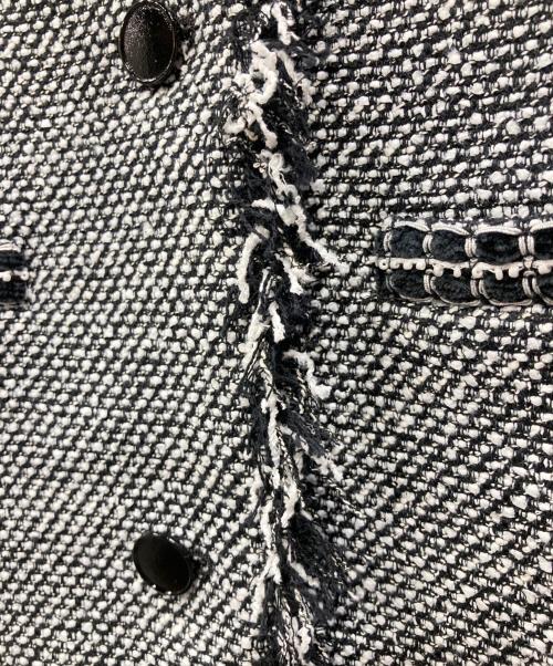 UNITED ARROWS TOKYO（ユナイテッドアローズトウキョウ）UNITED ARROWS TOKYO (ユナイテッドアローズトウキョウ) 2トーン ツイードライク ノーカラー ジャケット ホワイト×ブラック サイズ:Mの古着・服飾アイテム