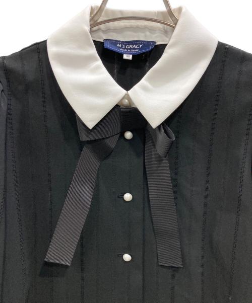 M'S GRACY（エムズグレイシー）M'S GRACY (エムズグレイシー) パールボタンブラウス ブラック サイズ:40の古着・服飾アイテム