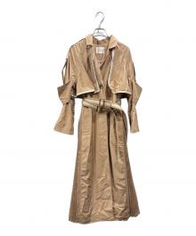 Ameri（アメリ）の古着「ROLL-UP SLEEVE PLEATS TRENCH COAT」｜ベージュ