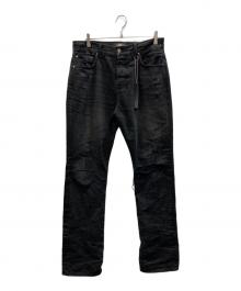 AMIRI（アミリ）の古着「ショットガンディストレスト ストレートジーンズ」｜ブラック