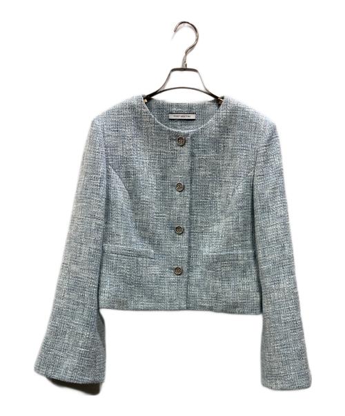 FOXEY NEWYORK（フォクシーニューヨーク）FOXEY NEWYORK (フォクシーニューヨーク) JANETTE JACKET ブルー サイズ:Mの古着・服飾アイテム