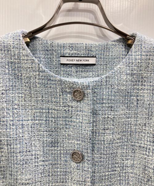 FOXEY NEWYORK（フォクシーニューヨーク）FOXEY NEWYORK (フォクシーニューヨーク) JANETTE JACKET ブルー サイズ:Mの古着・服飾アイテム