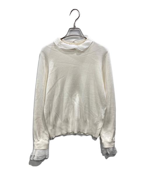 UNITED ARROWS TOKYO（ユナイテッドアローズトウキョウ）UNITED ARROWS TOKYO (ユナイテッドアローズトウキョウ) オーガンジー ラッフルフリル 4WAY ニット ホワイト サイズ:表記なしの古着・服飾アイテム
