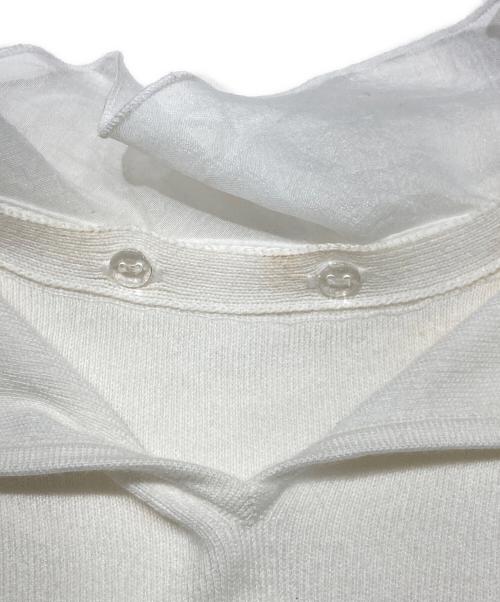 UNITED ARROWS TOKYO（ユナイテッドアローズトウキョウ）UNITED ARROWS TOKYO (ユナイテッドアローズトウキョウ) オーガンジー ラッフルフリル 4WAY ニット ホワイト サイズ:表記なしの古着・服飾アイテム