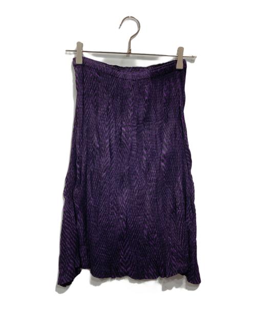 ISSEY MIYAKE（イッセイミヤケ）ISSEY MIYAKE (イッセイミヤケ) ジグザグプリントプリーツフレアスカート パープル サイズ:2の古着・服飾アイテム