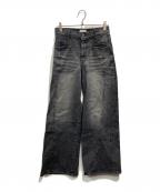 CAMPHOR WOODカンファーウッド）の古着「CRUSH FADE SIDE SEEM BOOTS CUT JEANS」｜グレー