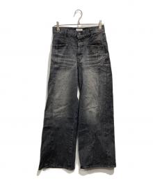 CAMPHOR WOOD（カンファーウッド）の古着「CRUSH FADE SIDE SEEM BOOTS CUT JEANS」｜グレー