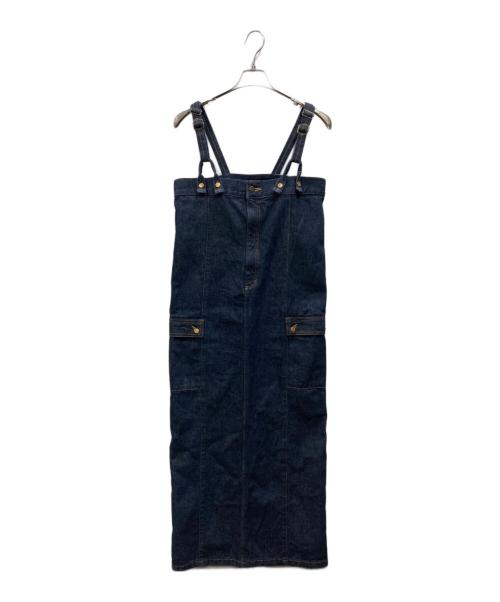 Something（サムシング）Something (サムシング) カーゴサスペンダーベアデニムサロペットスカート インディゴ サイズ:Mの古着・服飾アイテム