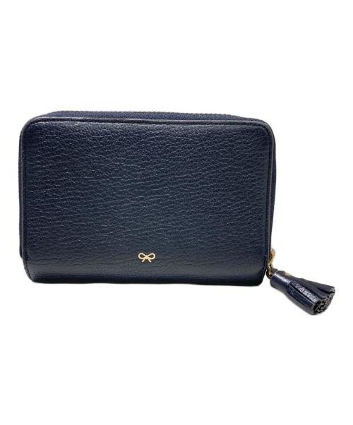 ANYA HINDMARCH（アニヤ・ハインドマーチ）ANYA HINDMARCH (アニヤ・ハインドマーチ) 2つ折り財布 ネイビーの古着・服飾アイテム