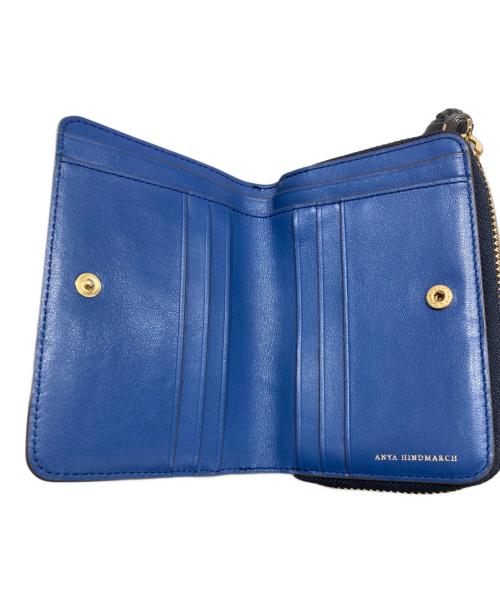 ANYA HINDMARCH（アニヤ・ハインドマーチ）ANYA HINDMARCH (アニヤ・ハインドマーチ) 2つ折り財布 ネイビーの古着・服飾アイテム