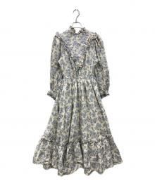 SEVEN TEN by MIHO KAWAHITO（セブン テン バイ ミホ カワヒト）の古着「ヴィクトリアンプリントドレス」｜アイボリー×ブルー