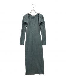 Snidel（スナイデル）の古着「カーデセットアメスリニットワンピ」｜モスグリーン