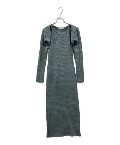 Snidel（スナイデル）Snidel (スナイデル) カーデセットアメスリニットワンピ モスグリーン サイズ:Fの古着・服飾アイテム