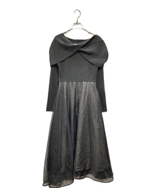 CELFORD（セルフォード）CELFORD (セルフォード) ケープ付きドッキングニットワンピース ブラック サイズ:38の古着・服飾アイテム