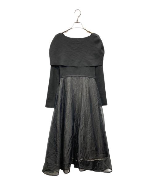 CELFORD（セルフォード）CELFORD (セルフォード) ケープ付きドッキングニットワンピース ブラック サイズ:38の古着・服飾アイテム
