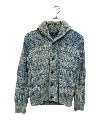 【入手不可能】RRL インディゴ　ダメージ加工　コットンカーディガン　試着のみ 中古・古着通販】RRL (ダブルアールエル) インディゴコットンショール