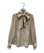 Loulou Willoughbyルルウィルビー）の古着「デシンドットフリルボウタイブラウス」｜ベージュ