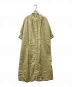DES PRESデ プレ）の古着「コットンシルクタイプライター バンドカラーシャツワンピース」｜カーキ
