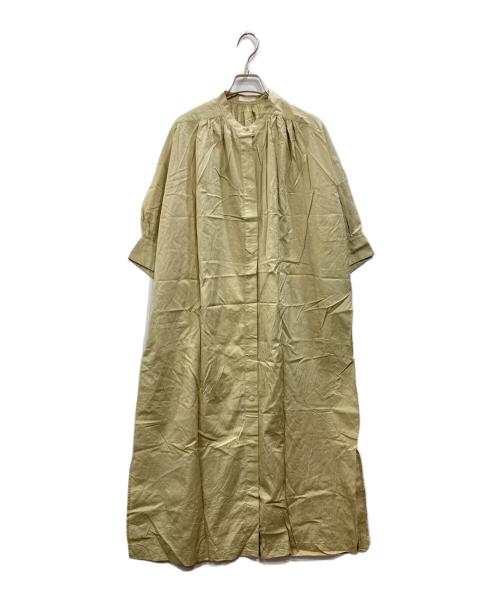 DES PRES（デ プレ）DES PRES (デ プレ) コットンシルクタイプライター バンドカラーシャツワンピース カーキ サイズ:36の古着・服飾アイテム