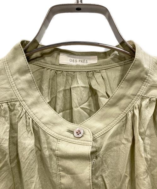 DES PRES（デ プレ）DES PRES (デ プレ) コットンシルクタイプライター バンドカラーシャツワンピース カーキ サイズ:36の古着・服飾アイテム