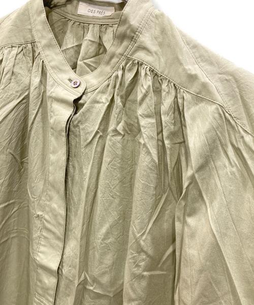 DES PRES（デ プレ）DES PRES (デ プレ) コットンシルクタイプライター バンドカラーシャツワンピース カーキ サイズ:36の古着・服飾アイテム
