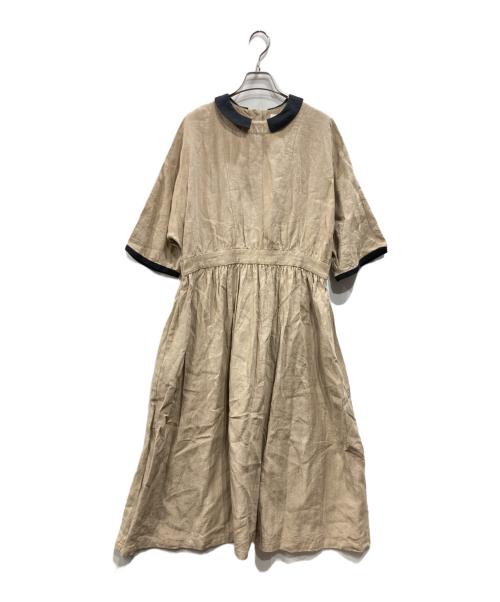 magali（マガリ）MAGALI (マガリ) 半袖リネンワンピース ベージュ サイズ:freeの古着・服飾アイテム