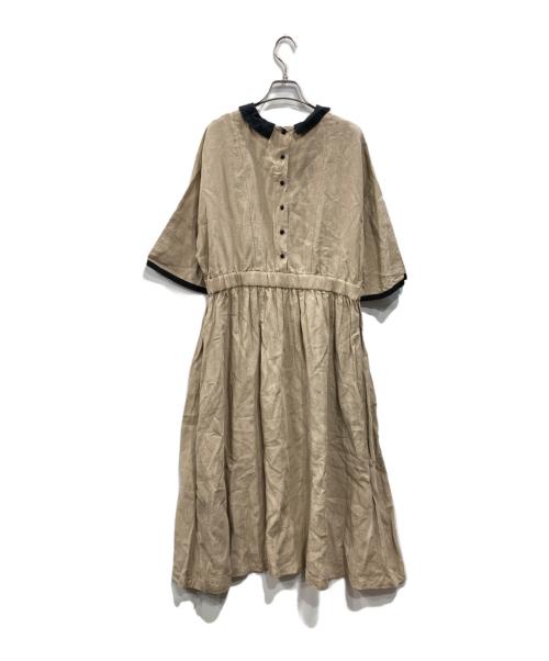 magali（マガリ）MAGALI (マガリ) 半袖リネンワンピース ベージュ サイズ:freeの古着・服飾アイテム
