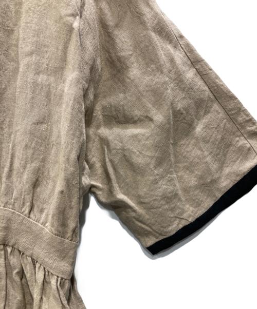 magali（マガリ）MAGALI (マガリ) 半袖リネンワンピース ベージュ サイズ:freeの古着・服飾アイテム