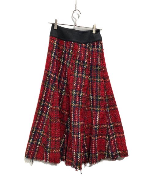 Risley（リズレー）RISLEY (リズレー) ツイードラップスカート レッド サイズ:FREEの古着・服飾アイテム