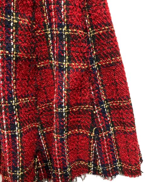 Risley（リズレー）RISLEY (リズレー) ツイードラップスカート レッド サイズ:FREEの古着・服飾アイテム