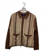 LFYTエルエフワイティー）の古着「STRIPED KNIT CARDIGAN（ストライプド・ニット・カーディガン）」｜ブラウン
