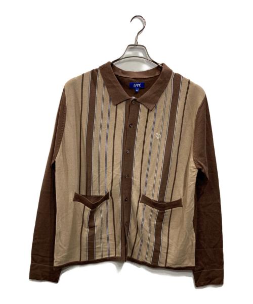 LFYT（エルエフワイティー）LFYT (エルエフワイティー) STRIPED KNIT CARDIGAN（ストライプド・ニット・カーディガン） ブラウン サイズ:SIZE XLの古着・服飾アイテム