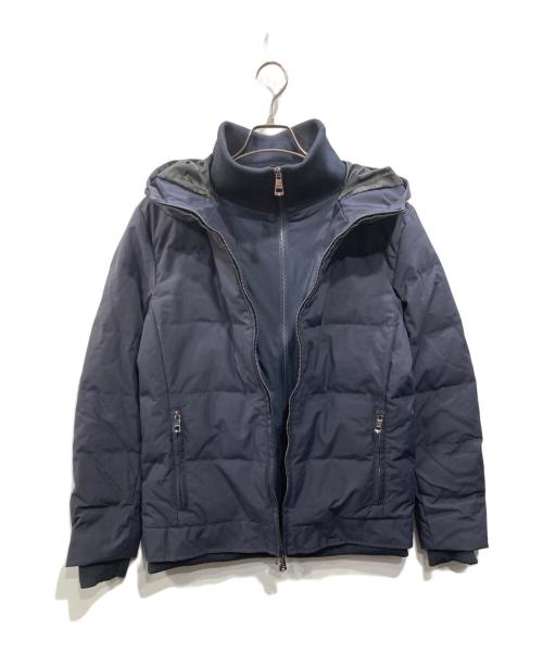 AKM Contemporary（エーケーエムコンテンポラリー）AKM Contemporary (エーケーエムコンテンポラリー) スタンドネック レイヤード ダウンジャケット ネイビー サイズ:Lの古着・服飾アイテム